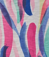 Allison Daley Embellished Fun Stripe Print Short Sleeve Keyhole Neck Knit Top