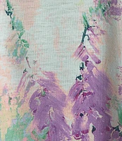 Allison Daley Embellished Meadow Floral Print 3/4 Sleeve Crew Neckline Knit Top