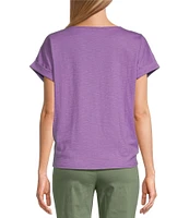 Allison Daley Embroidered Cap Sleeve Keyhole Neck Tie Front Knit Top