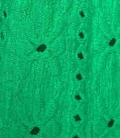 Allison Daley Floral Eyelet Knit 3/4 Sleeve Open Front Cardigan