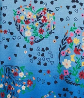 Allison Daley Floral Hearts Print 3/4 Sleeve Crew Neck Knit Top