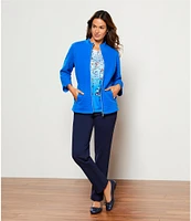 Allison Daley Floral Hearts Print 3/4 Sleeve Crew Neck Knit Top