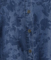 Allison Daley Fresh Floral Print 3/4 Sleeve Point Collar Button Front Lyocell Blouse