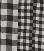 Allison Daley Gingham Patches Print 3/4 Sleeve Crew Neck Lace Detail Linen Blend Blouse