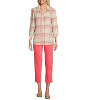 Allison Daley Lattice Hem Pull-On Straight Leg Cropped Pants