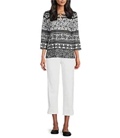 Allison Daley Lattice Hem Pull-On Straight Leg Cropped Pants