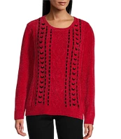 Allison Daley Long Sleeve Crew Neck Ribbon Sweater