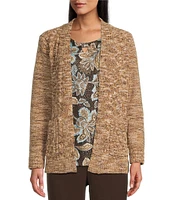 Allison Daley Long Sleeve Open Front Patch Pocket Cardigan