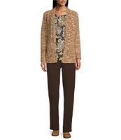 Allison Daley Long Sleeve Open Front Patch Pocket Cardigan