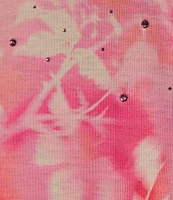 Allison Daley Ombre Floral Print 3/4 Sleeve Keyhole Neck Knot Knit Top