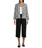 Allison Daley Petite Size 3/4 Sleeve Point Collar Button Front Linen Blend Jacket