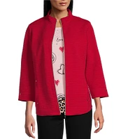 Allison Daley Petite Size 3/4 Sleeve Stand Collar Zip Front Jacket