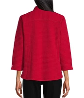 Allison Daley Petite Size 3/4 Sleeve Stand Collar Zip Front Jacket