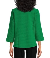Allison Daley Petite Size 3/4 Sleeve Stand Collar Zip Front Jacket