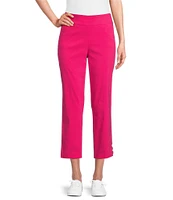 Allison Daley Petite Size Lattice Hem Pull-On Straight Leg Cropped Pants
