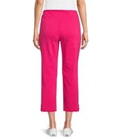 Allison Daley Petite Size Lattice Hem Pull-On Straight Leg Cropped Pants