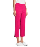 Allison Daley Petite Size Lattice Hem Pull-On Straight Leg Cropped Pants