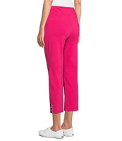 Allison Daley Petite Size Lattice Hem Pull-On Straight Leg Cropped Pants