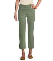 Allison Daley Petite Size Lattice Hem Pull-On Straight Leg Cropped Pants