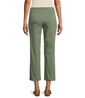 Allison Daley Petite Size Lattice Hem Pull-On Straight Leg Cropped Pants