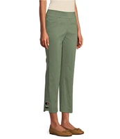 Allison Daley Petite Size Lattice Hem Pull-On Straight Leg Cropped Pants