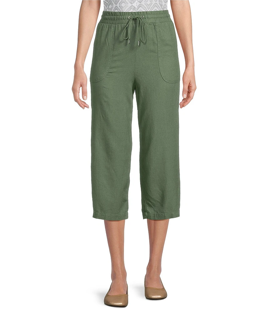 Allison Daley Petite Size Linen Blend Pull-On Capri Pants