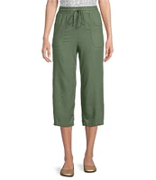 Allison Daley Petite Size Linen Blend Pull-On Capri Pants