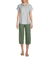 Allison Daley Petite Size Linen Blend Pull-On Capri Pants