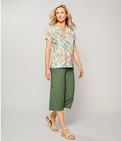 Allison Daley Petite Size Linen Blend Pull-On Capri Pants