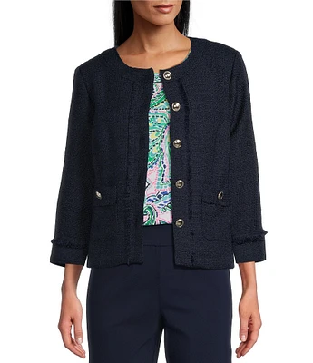 Allison Daley Petite Size Long Sleeve Full Front Button Lined Jacket