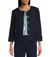 Allison Daley Petite Size Long Sleeve Full Front Button Lined Jacket
