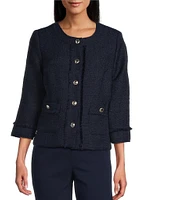 Allison Daley Petite Size Long Sleeve Full Front Button Lined Jacket