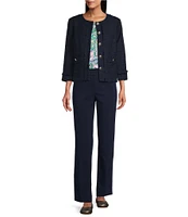 Allison Daley Petite Size Long Sleeve Full Front Button Lined Jacket