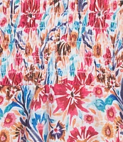 Allison Daley Petite Size Pomegranate Floral Vine Border 3/4 Tie Sleeve Keyhole Neck Knit Top