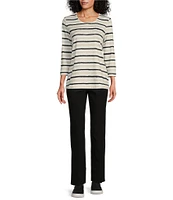 Allison Daley Petite Size Stretch Pull-On Straight Leg Pants