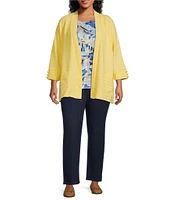 Allison Daley Plus Size 3/4 Sleeve Open Front Patch Pocket Cardigan