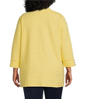 Allison Daley Plus Size 3/4 Sleeve Open Front Patch Pocket Cardigan