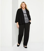 Allison Daley Plus Size 3/4 Sleeve Open-Front Wave Knit Cardigan