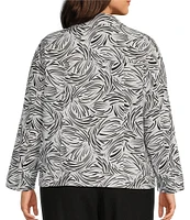 Allison Daley Plus Size 3/4 Sleeve Point Collar Button Front Linen Blend Jacket