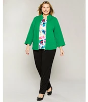 Allison Daley Plus Size 3/4 Sleeve Stand Collar Zip Front Jacket