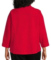 Allison Daley Plus Size 3/4 Sleeve Stand Collar Zip Front Jacket