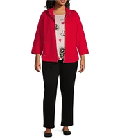 Allison Daley Plus Size 3/4 Sleeve Stand Collar Zip Front Jacket