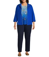 Allison Daley Plus Size 3/4 Sleeve Stand Collar Zip Front Jacket