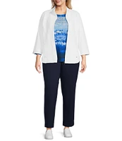 Allison Daley Plus Size 3/4 Sleeve Stand Collar Zip Front Jacket