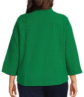Allison Daley Plus Size 3/4 Sleeve Stand Collar Zip Front Jacket