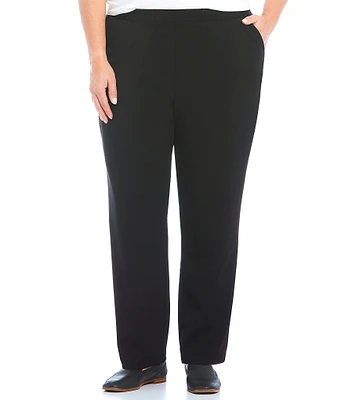 Allison Daley Plus Size City Stretch Elastic Waist Straight Leg Pull-On Pants