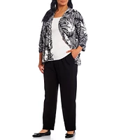 Allison Daley Plus Size City Stretch Elastic Waist Straight Leg Pull-On Pants