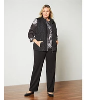 Allison Daley Plus Size City Stretch Elastic Waist Straight Leg Pull-On Pants