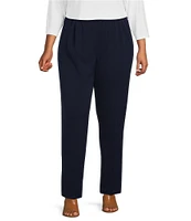 Allison Daley Plus Size City Stretch Elastic Waist Straight Leg Pull-On Pants