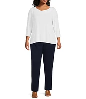 Allison Daley Plus Size City Stretch Elastic Waist Straight Leg Pull-On Pants